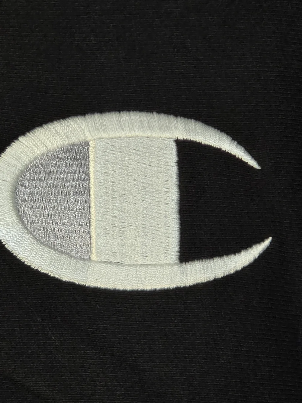 Champion Men's Black Crewneck Sweatshirt with White Logo